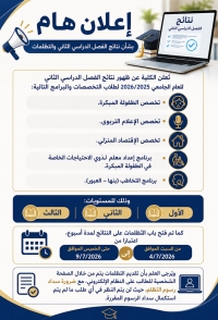 إعلان هام بشأن نتائج الفصل الدراسي الثاني والتظلمات