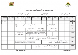 جدول المحاضرات النظرية والتطبيقية للفرقة الأولي قسم التربية الفنية للفصل الدراسي الثاني للعام الجامعي 2014 / 2015